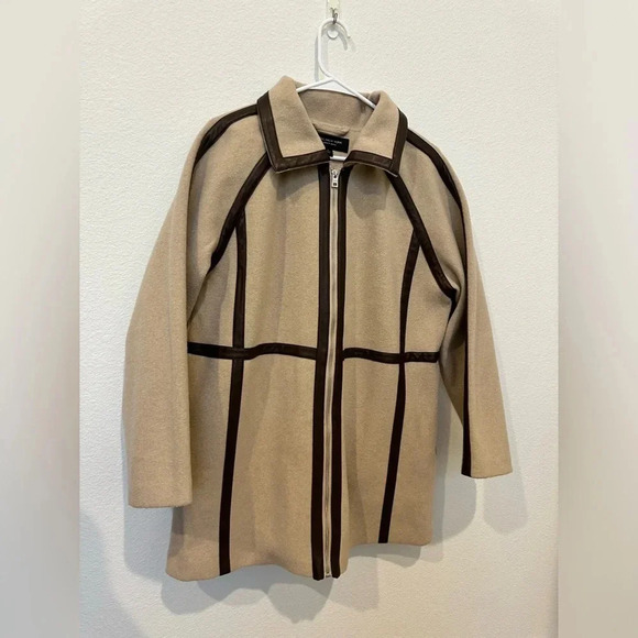 Marc New York Andrew Marc Zip Up Coat Tan Large - Picture 2 of 10